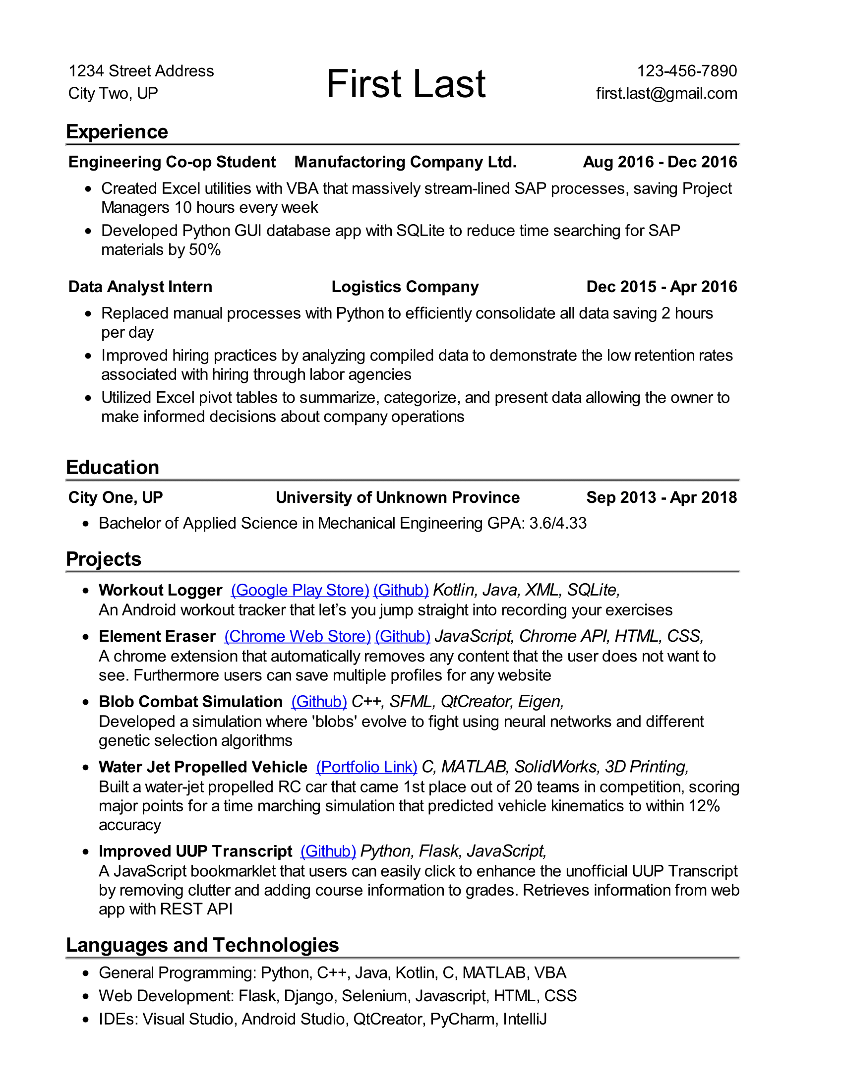 Preview of generated resume